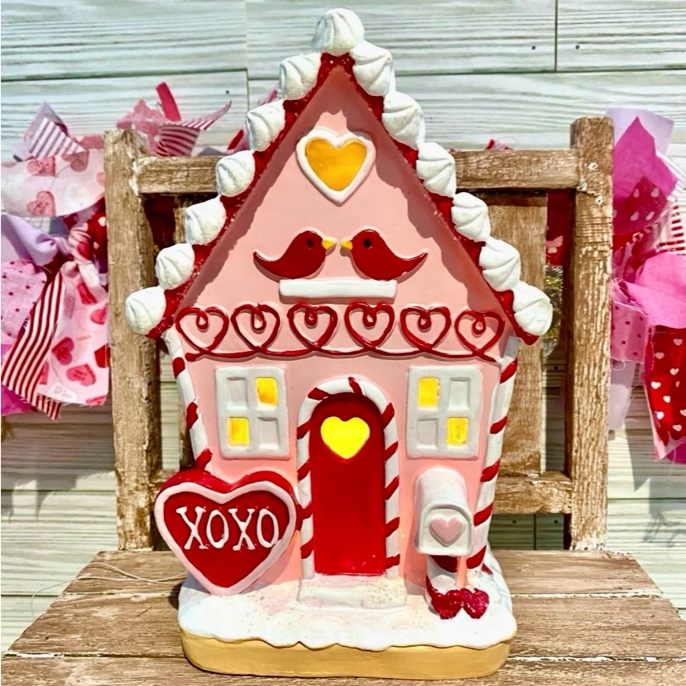 Valentine’s Day Gingerbread Light Up House